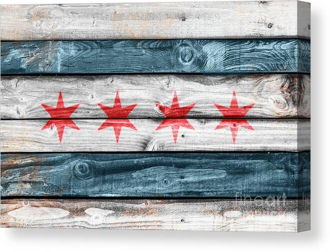Chicago Canvas Print featuring the photograph Chicago flag by Delphimages Flag Creations