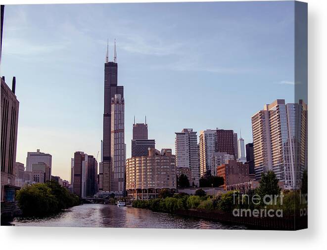 Joshua Mimbs Canvas Print featuring the photograph Chicago River by FineArtRoyal Joshua Mimbs