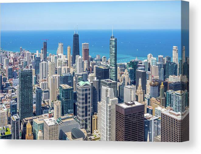 103rd Floor Canvas Print featuring the photograph Chicago Skydeck Downtown view by Joe Myeress