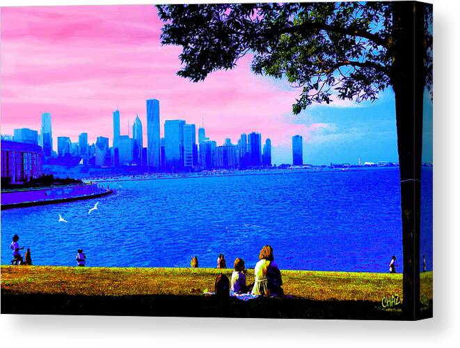 Chicago Canvas Print featuring the painting Chicago Waterfront 14 by CHAZ Daugherty