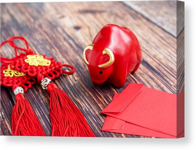 Chinese Culture Canvas Print featuring the photograph Chinese New Year Background - Year of The Ox by Nora Carol Photography
