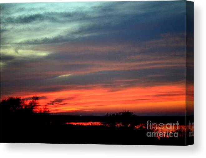 Summer Sky Photography Canvas Print featuring the photograph Choke Canyon Sunset No 7 by Expressions By Stephanie