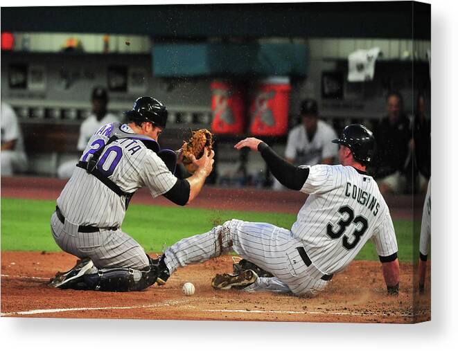 Ball Canvas Print featuring the photograph Chris Iannetta by Ronald C. Modra/sports Imagery