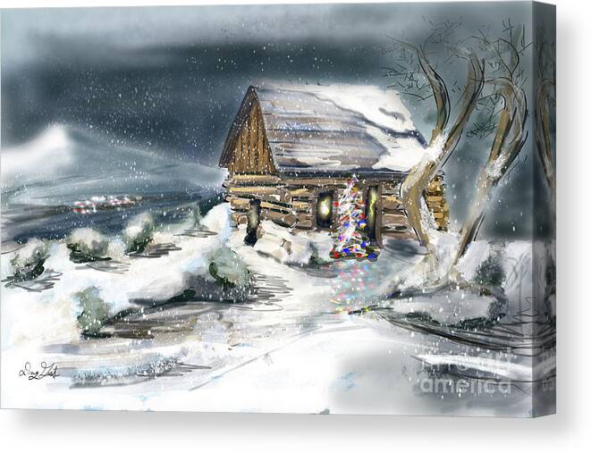 Log Cabin Canvas Print featuring the digital art Christmas Ghosts by Doug Gist