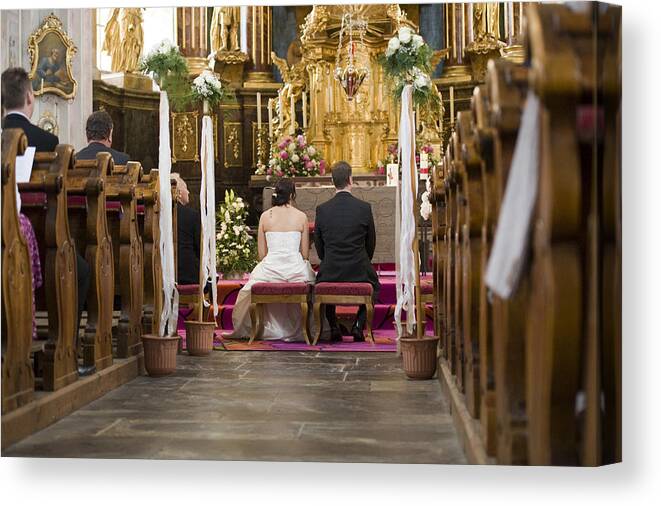 Bridegroom Canvas Print featuring the photograph Church marriage by Michaela Begsteiger