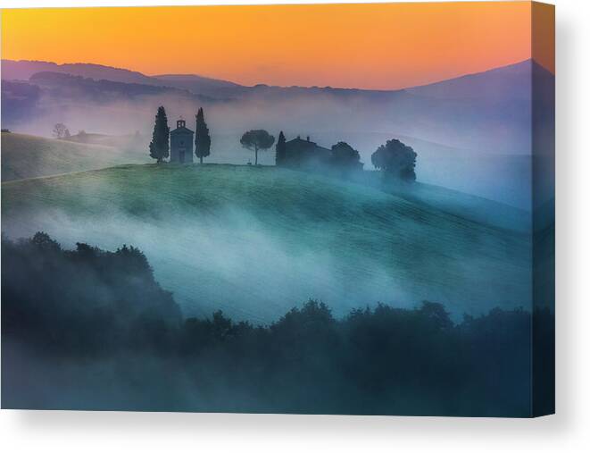 Italy Canvas Print featuring the photograph Church On the Hill by Evgeni Dinev