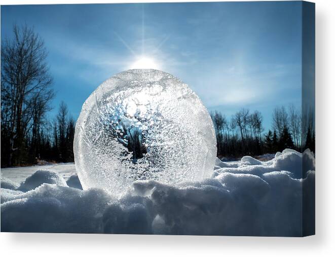 Frozen Water Canvas Print featuring the photograph Circle of Frozen Water by Sandra J's