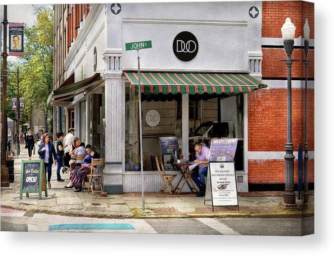 Kingston Canvas Print featuring the photograph City - Kingston NY - Duo Bistro by Mike Savad