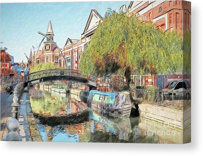Lincoln Canvas Print featuring the photograph City Of Lincoln Waterside And River Witham, Lincolnshire, UK - 2 by Philip Preston