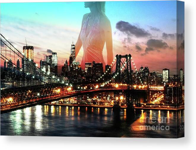 Dance Canvas Print featuring the mixed media City Woman by Yvonne Padmos