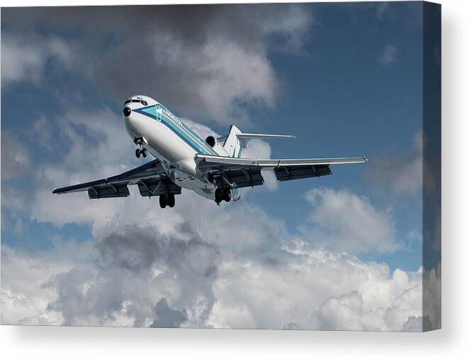 Republic Airlines Canvas Print featuring the photograph Classic Republic Airlines Boeing 727 by Erik Simonsen