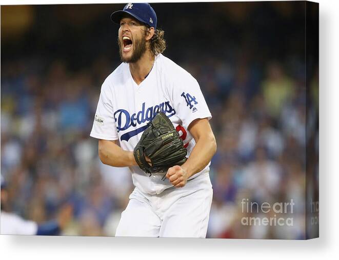 Three Quarter Length Canvas Print featuring the photograph Clayton Kershaw by Ezra Shaw