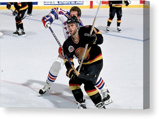 National Hockey League Canvas Print featuring the photograph Cliff Ronning... by Getty Images