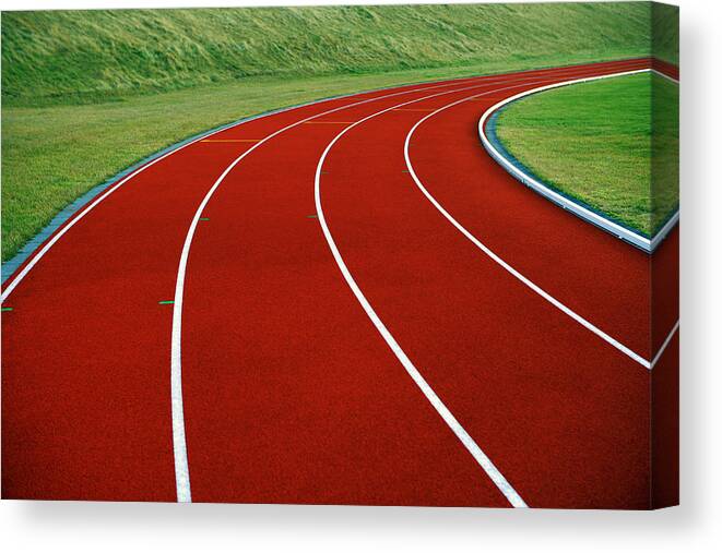 Curve Canvas Print featuring the photograph Close-up of running track by Missen