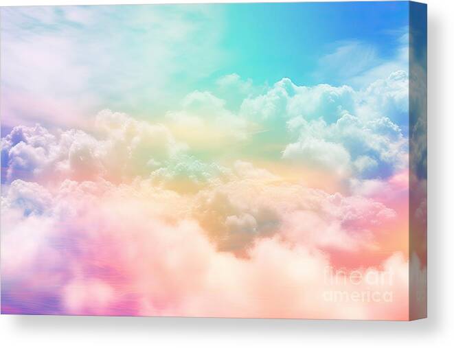Abstract Canvas Print featuring the painting Cloud and sky with a pastel colored background, abstract sky background in sweet color, panoramic image by N Akkash