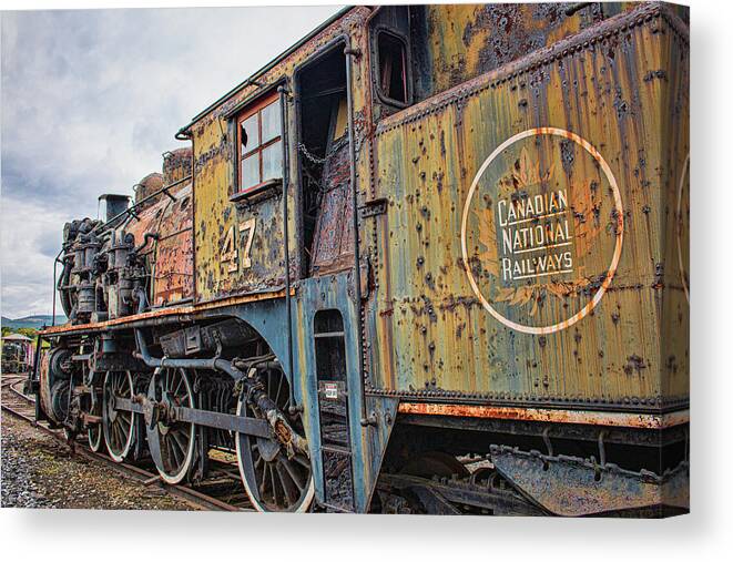 Train Canvas Print featuring the photograph CN 47 Locomotive at Steamtown by Kristia Adams