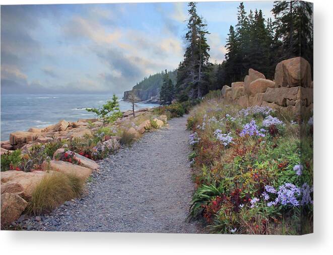 Maine Canvas Print featuring the mixed media Coastal Meandering by Lori Deiter