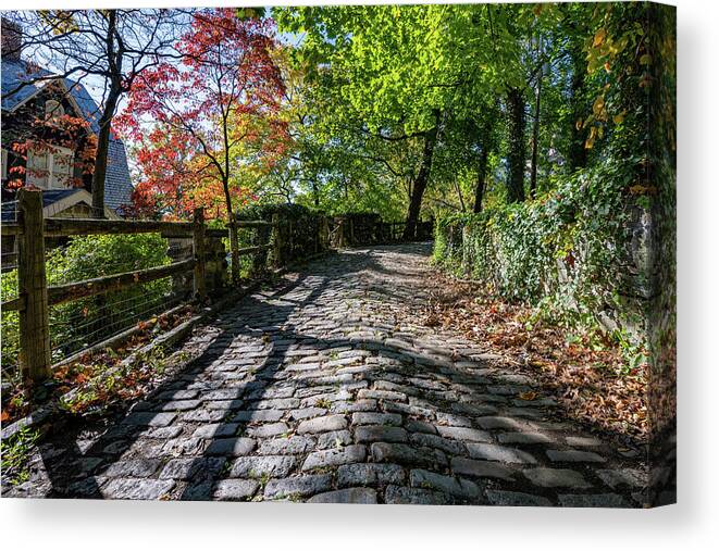 Autumn Canvas Print featuring the photograph Cobblestones in Autumn by Kevin Suttlehan