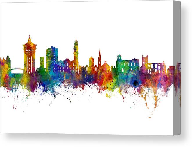 Colchester Canvas Print featuring the digital art Colchester England Skyline #24 by Michael Tompsett