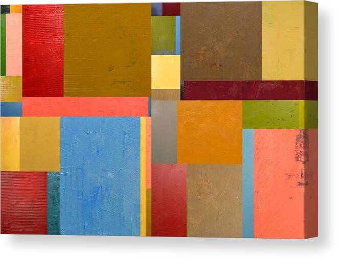 Abstract Canvas Print featuring the painting Color Collage with Blue by Michelle Calkins
