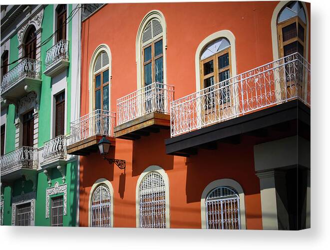 Colorful Caribbean Buildings Canvas Print featuring the photograph Colorful Caribbean Buildings by Pheasant Run Gallery
