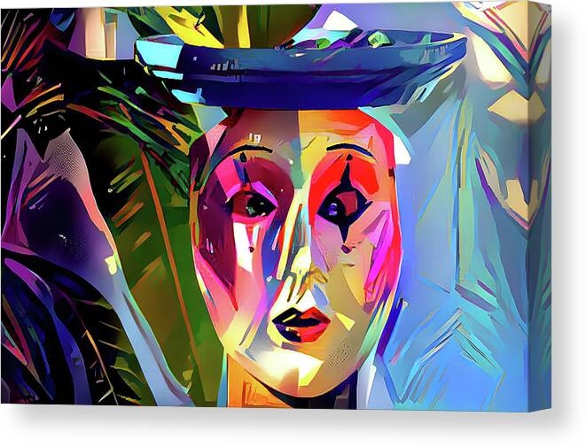 Face Canvas Print featuring the mixed media Colorful Face Mask Art by Debra Kewley