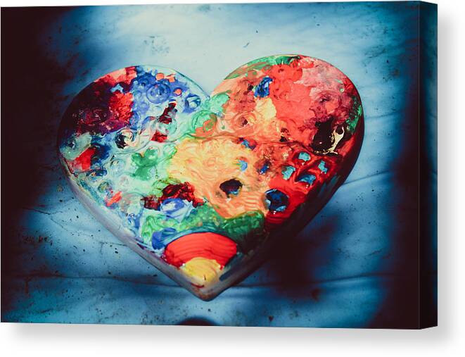 Heart Canvas Print featuring the photograph Colorful Heart in Water by W Craig Photography