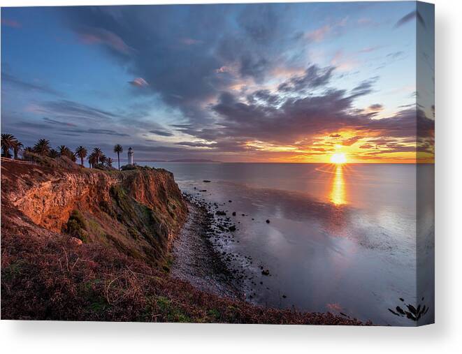 Beach Canvas Print featuring the photograph Colorful Point Vicente at Sunset by Andy Konieczny