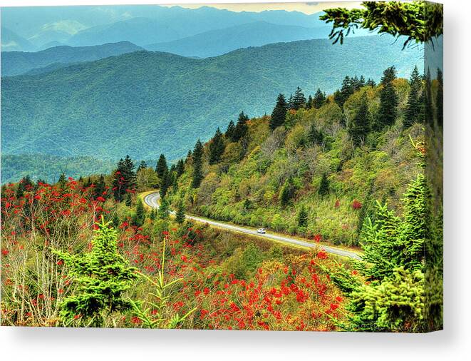 Blue Ridge Mountains Canvas Print featuring the photograph Coming around the Mountain by TruImages Photography