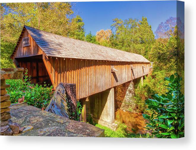 Atlanta Canvas Print featuring the photograph Concord Covered Bridge Caretaker View by Donna Twiford