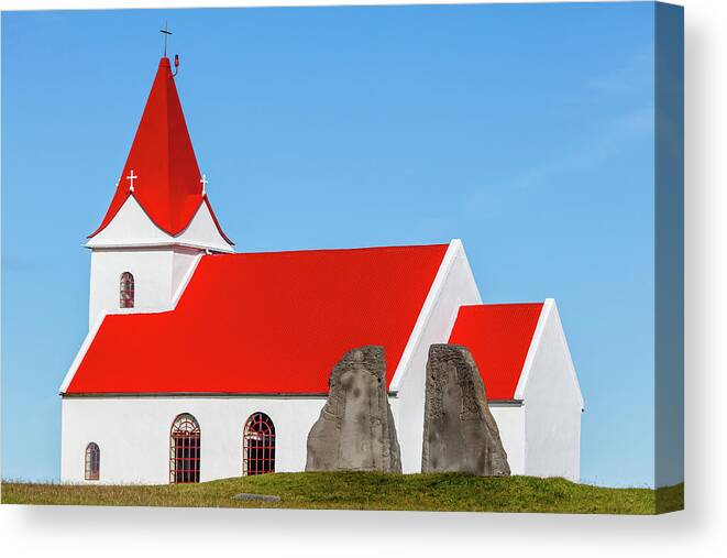 Iceland Canvas Print featuring the photograph Concrete Church of Iceland by David Letts