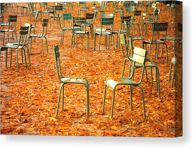 Paris Canvas Print featuring the photograph Two Chairs by Claude Taylor