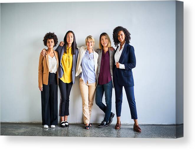 Senior Women Canvas Print featuring the photograph Confident multi-ethnic businesswomen at office by Stígur Már Karlsson /Heimsmyndir