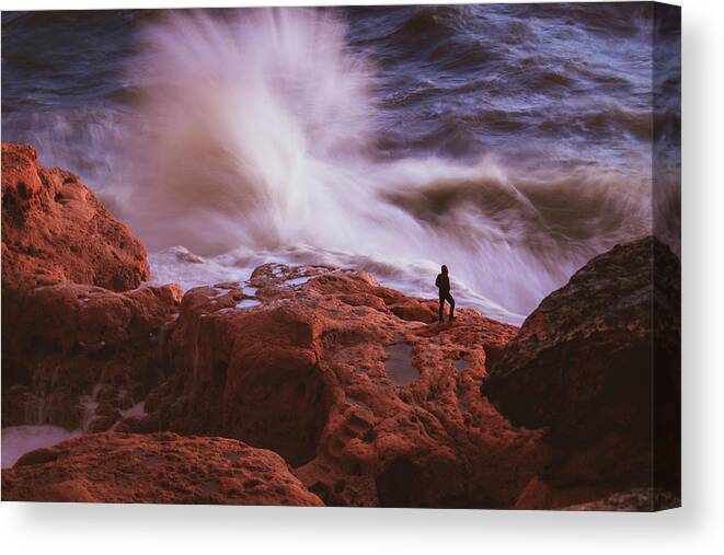 Seascape Canvas Print featuring the photograph Confrontation by Sina Ritter