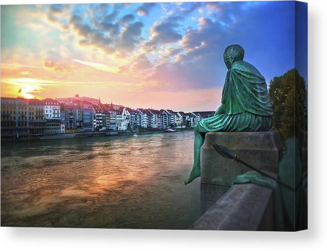 Basel Canvas Print featuring the photograph Contemplating Life in Basel by Carol Japp