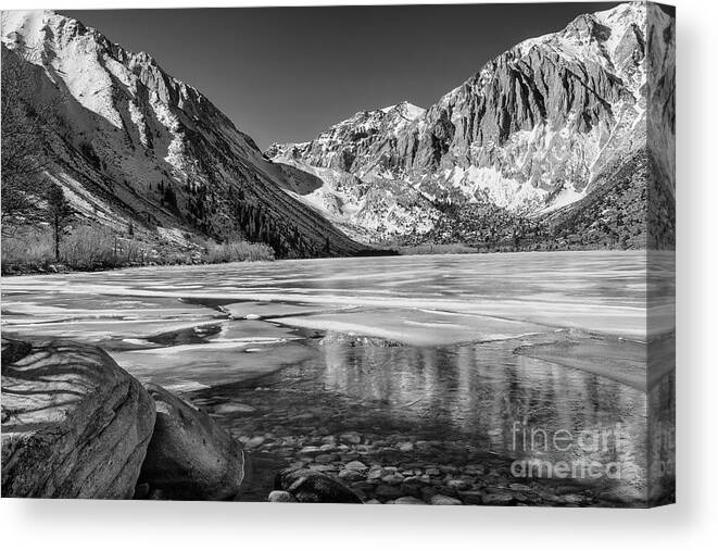 Landscape Canvas Print featuring the photograph Convict Lake Morning - Winter by Sandra Bronstein