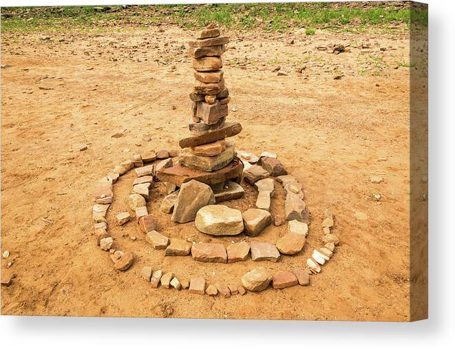 Stacked Rocks Canvas Print featuring the photograph Cool Stacked Rock Art by James BO Insogna