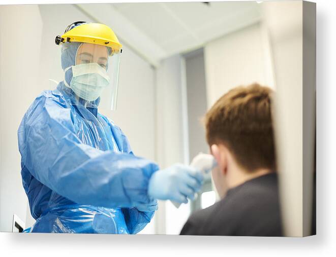 Expertise Canvas Print featuring the photograph Coronavirus Screening At Medical Centre by Sturti