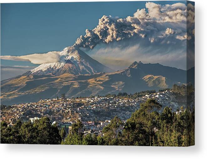 Andes Canvas Print featuring the photograph Cotopaxi volcano ash eruption by Henri Leduc