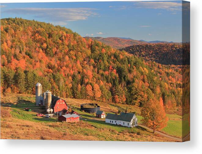 Autumn Canvas Print featuring the photograph Country Farm in Autumn Barnet Vermont by John Burk