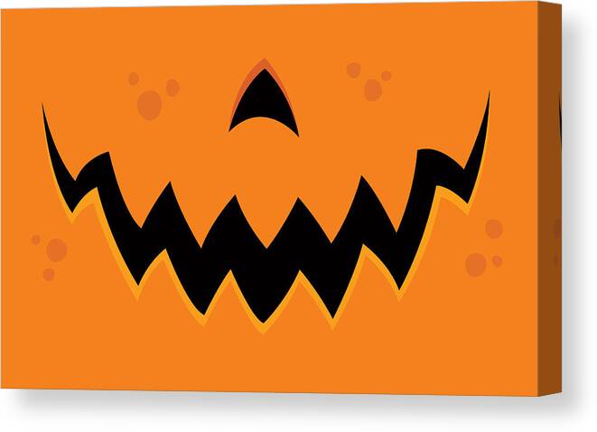 Pumpkin Canvas Print featuring the digital art Crazy Pumpkin Jack-O-Lantern Mouth by John Schwegel