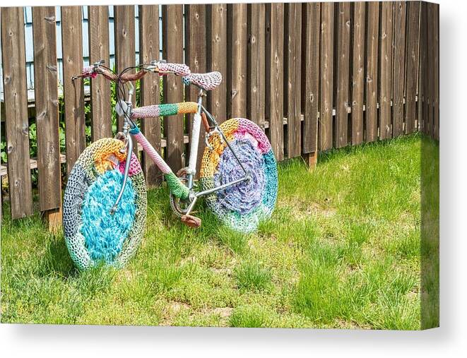 Crocheted Bicycle Canvas Print featuring the photograph Crocheted Bicycle by Tom Cochran