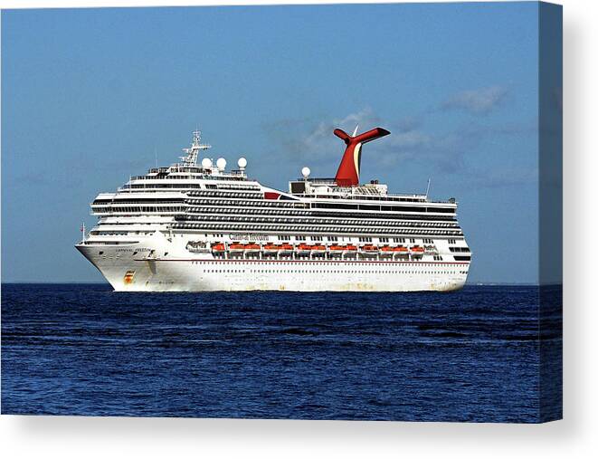 Cruise Canvas Print featuring the photograph Cruise Ship Carnival Freedom Approaching Cozumel by Bill Swartwout