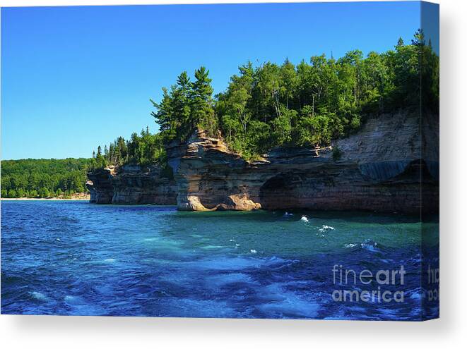 Cruising Pictured Rocks National Lake Shore Canvas Print featuring the photograph Cruising Pictured Rocks NLS by Rachel Cohen