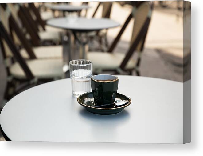 French Riviera Canvas Print featuring the photograph Cup of Coffee, French Pub by Jean-Marc PAYET