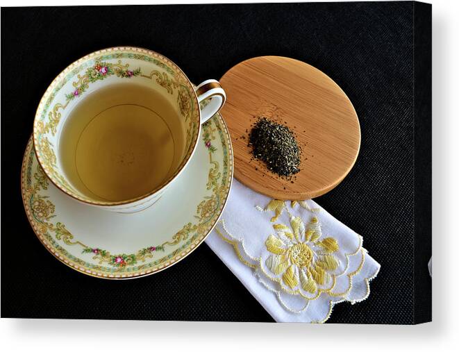 Green Tea Canvas Print featuring the photograph Cup Of Green Tea by Kathy K McClellan
