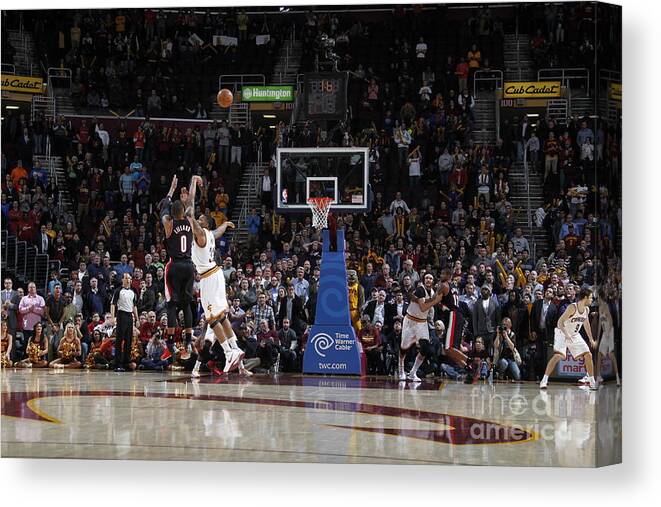 Nba Pro Basketball Canvas Print featuring the photograph Damian Lillard by Gregory Shamus