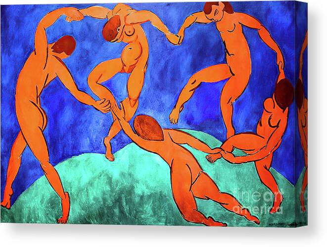 Dance 2 Canvas Print featuring the painting Dance II by Henri Matisse 1910 by Henri Matisse
