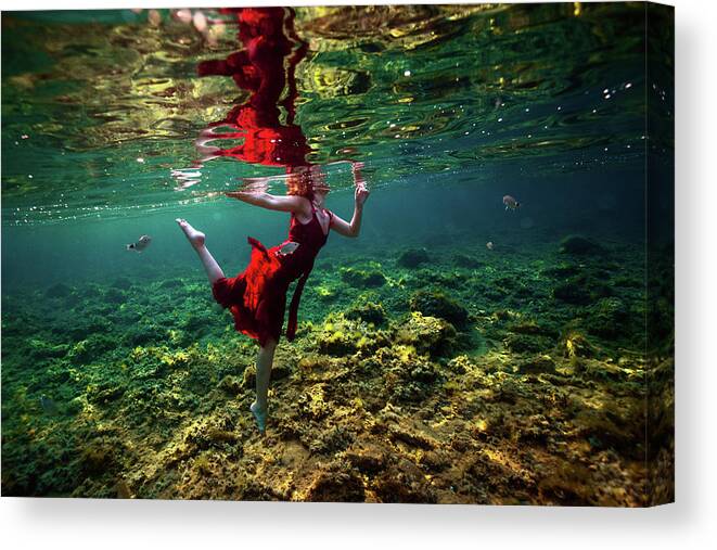 Underwater Canvas Print featuring the photograph Dancing by Gemma Silvestre