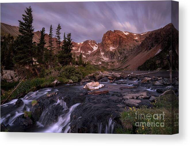 Indian Peaks Wilderness Canvas Print featuring the photograph Dawn at Lake Isabel by Keith Kapple